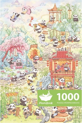 MOMIBOOK Puzzles for Adults 1000 Piece Jigsaw Puzzles of Comfortable Panda, Flocking Painting Image Chinese Difficult Challenging Hard Impossible Puzzle, Funny Toys & Games Christmas Birthday Gifts