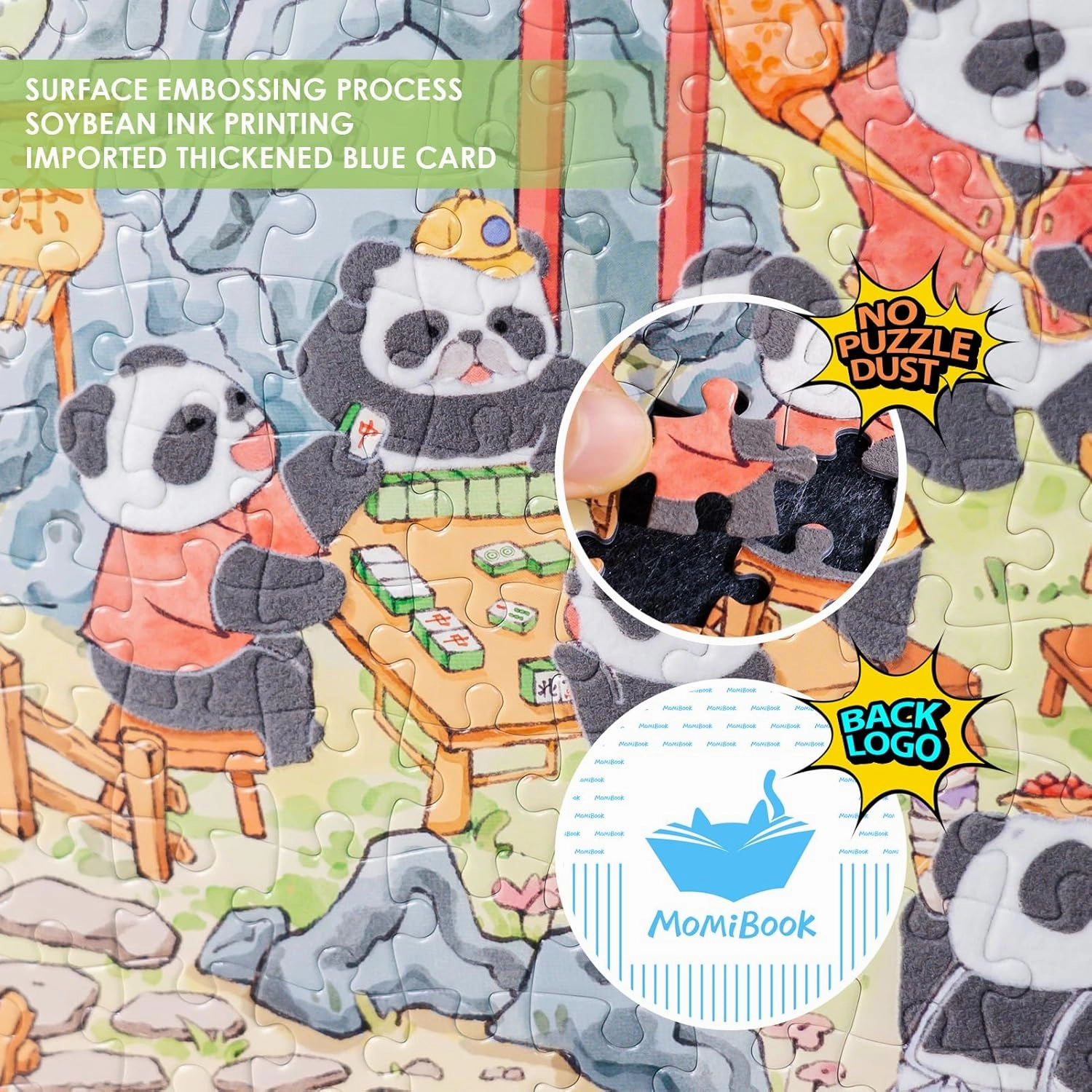 MOMIBOOK Puzzles for Adults 1000 Piece Jigsaw Puzzles of Comfortable Panda, Flocking Painting Image Chinese Difficult Challenging Hard Impossible Puzzle, Funny Toys & Games Christmas Birthday Gifts