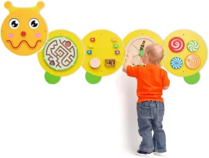 Monläurd® Caterpillar Montessori Busy Board,Sensory Board,Educational Toys,Activity Cube,Wall Toys,Daycare Furniture,Playroom Furniture,Interactive Toys,Wooden Toys,Learning Toys,Boys and Girls 6 M 