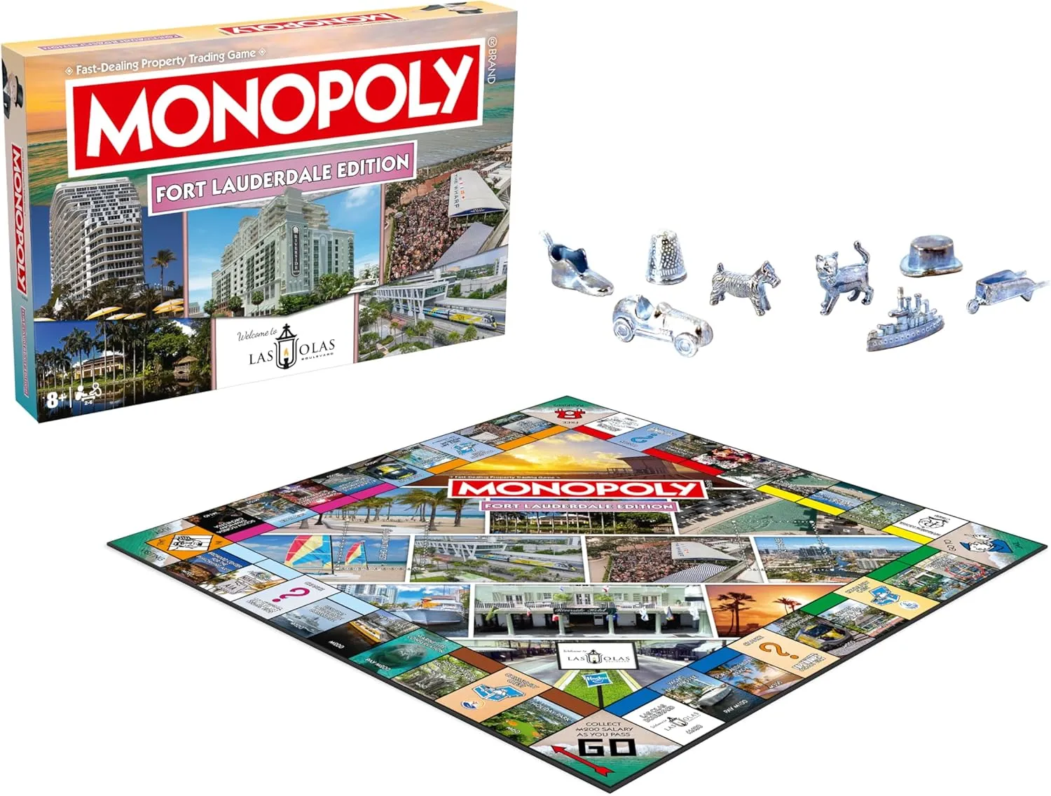 Monopoly Board Game - Fort Lauderdale FL Edition : 2-6 Players Family Board Games for Kids and Adults, Board Games for Kids 8 and up, for Kids and Adults, Ideal for Game Night