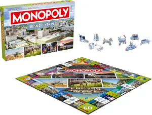 Monopoly Board Game Fresno CA Edition : 2-6 Players Family Board Games for Kids and Adults, Board Games for Kids 8 and up, for Kids and Adults, Ideal for Game Night