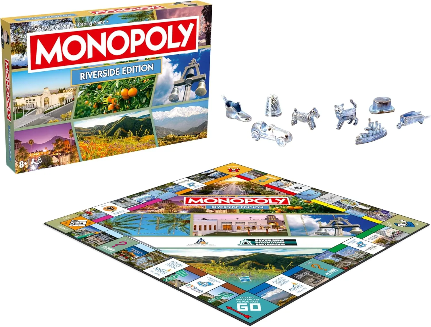 Monopoly Board Game Riverside CA Edition : 2-6 Players Family Board Games for Kids and Adults, Board Games for Kids 8 and up, for Kids and Adults, Ideal for Game Night