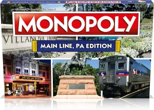 Monopoly Board Game - The Main Line Edition: 2-6 Players Family Board Games for Kids and Adults, Board Games for Kids 8 and up, for Kids and Adults, Ideal for Game Night