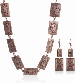 Montana West Wrangler 3 Pieces Jewelry Set for Women Western Cowgirl Necklace Earring Set.
