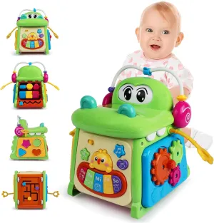 Montessori Activity Cube Toys for Toddlers Age 2 Years,Boys Girls Sorter Toys with Light,Musical Learning Busy Cube,Baby Gifts for 18 Months 2-3 Year Old,Educational Learning Infant Toy