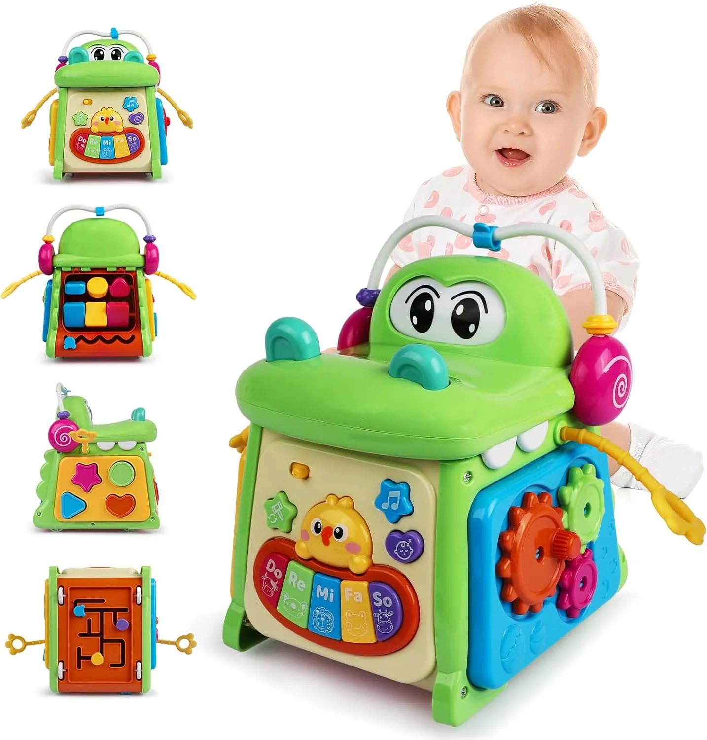 Montessori Activity Cube Toys for Toddlers Age 2 Years,Boys Girls Sorter Toys with Light,Musical Learning Busy Cube,Baby Gifts for 18 Months 2-3 Year Old,Educational Learning Infant Toy
