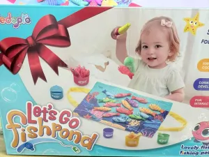 Montessori for 1 Year Old Boy Girl Birthday Gift Toddler, Cloth Fishing Game with Stacking Cups, Number Counting, Color Sorting, Baby Toys Educational Learning for 6-12 Months