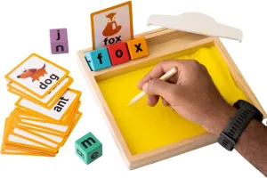 Montessori Sand Writing & Drawing Tray for Toddlers & Kids: Colorful Alphabet Letters, Words & Shapes Cards for Creative Learning and Educational Purpose and classrooms