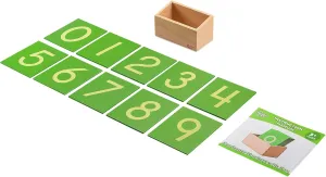 Montessori Wooden Numbers Math Counting Toys,Sandpaper Number 0-9 with Box for Toddlers Age 3-6 Years,Early Development Numeral Material for Preschool Learning,Sensory Toys Flash Cards