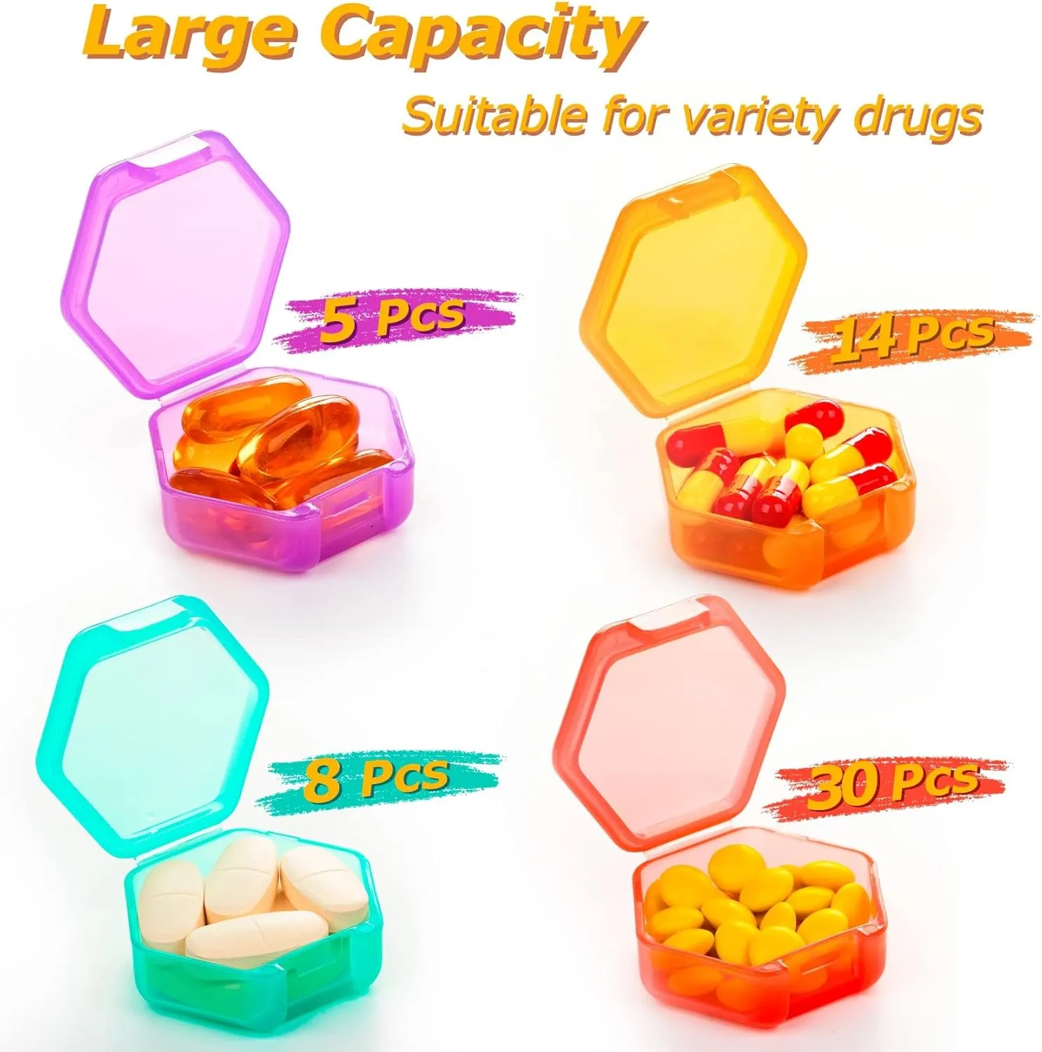 Monthly Pill Organizer 1-Time a-Day: 30 Day Pill Organizer with Labels, Portable Monthly Pill Box, Month Pill Holder ith Portable Zipper Bag for Vitamin, Medicine, Fish Oil, Supplements