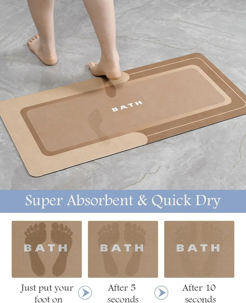 MontVoo-Bath Mat-Bathroom Mat Rug Non Slip Super Absorbent Stain Resistant Quick Dry Thin Bathroom Rug-Bath Mats for Bathroom Floor Bathtub Vanity-Bathmat Bath Rug Easy Care 17"x27" Brown