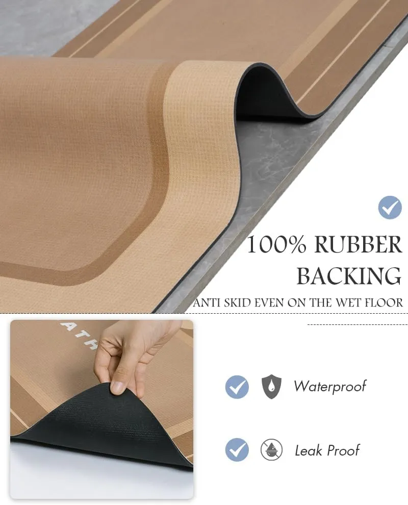 MontVoo-Bath Mat-Bathroom Mat Rug Non Slip Super Absorbent Stain Resistant Quick Dry Thin Bathroom Rug-Bath Mats for Bathroom Floor Bathtub Vanity-Bathmat Bath Rug Easy Care 17"x27" Brown