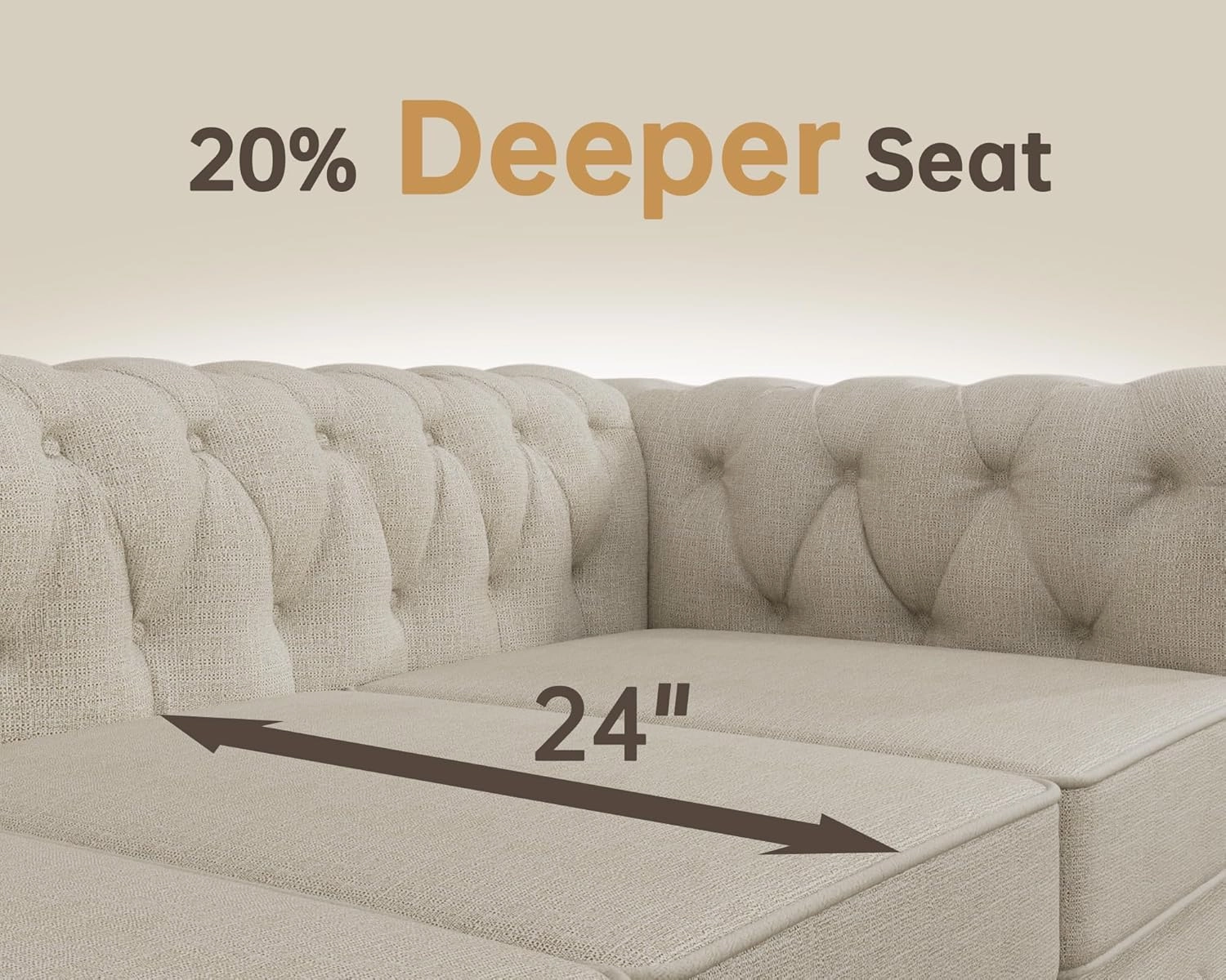 Morden Fort Classic Chesterfield Sofa Set 82'', Tufted Sofa Couch Set with Solid Wood Legs Thick Cushion, Pet-Friendly 3-Seater Sofas Couches for Living Room Bedroom Apartment - Linen Beige
