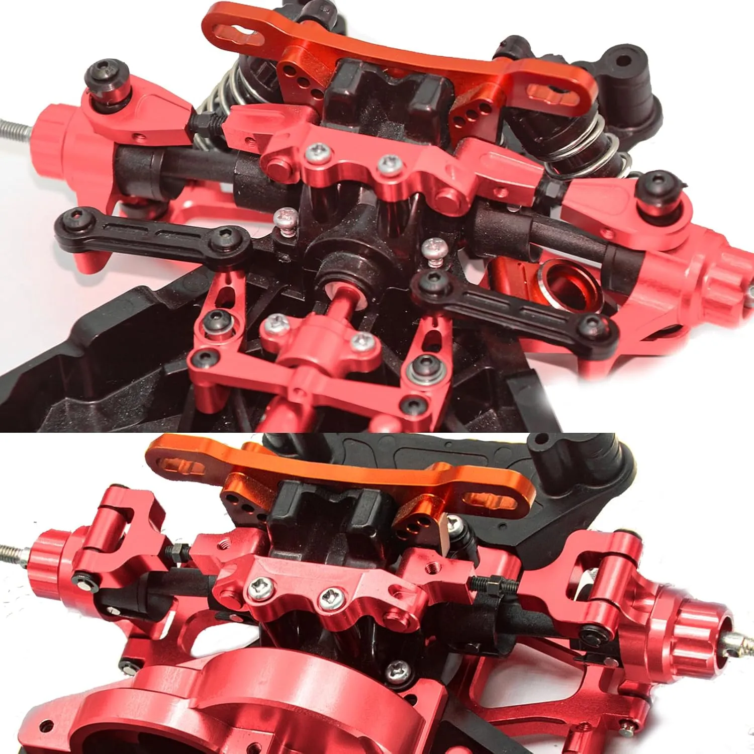 Motor Mount Steering Knuckles Kit Suspension Arm Shock Tower Battery Plate Bumper Bracket Steering Assemby Set for Tamiya TT02 Aluminium Upgrade Part 1/10 On Road Touring Rally Racing Car