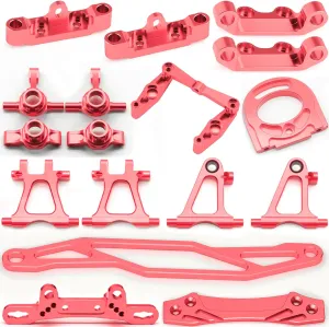 Motor Mount Steering Knuckles Kit Suspension Arm Shock Tower Battery Plate Bumper Bracket Steering Assemby Set for Tamiya TT02 Aluminium Upgrade Part 1/10 On Road Touring Rally Racing Car
