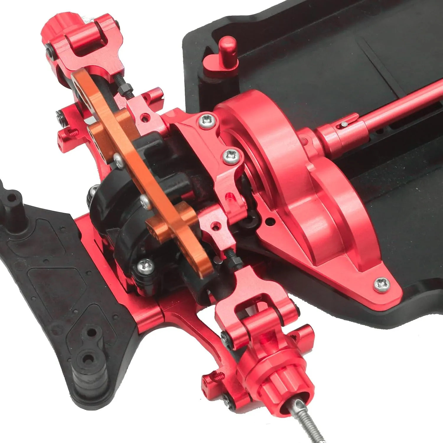 Motor Mount Steering Knuckles Kit Suspension Arm Shock Tower Battery Plate Bumper Bracket Steering Assemby Set for Tamiya TT02 Aluminium Upgrade Part 1/10 On Road Touring Rally Racing Car
