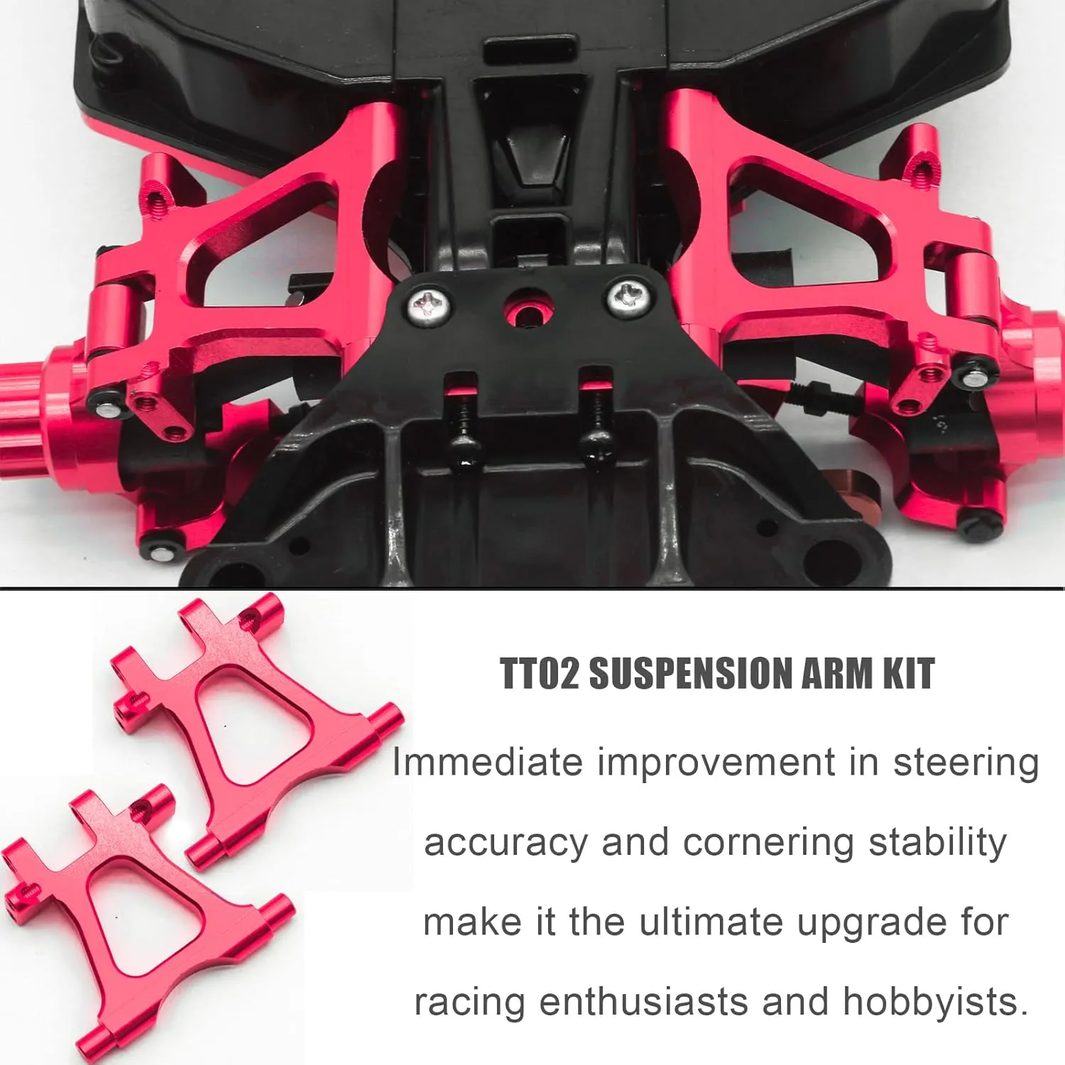Motor Mount Steering Knuckles Kit Suspension Arm Shock Tower Battery Plate Bumper Bracket Steering Assemby Set for Tamiya TT02 Aluminium Upgrade Part 1/10 On Road Touring Rally Racing Car