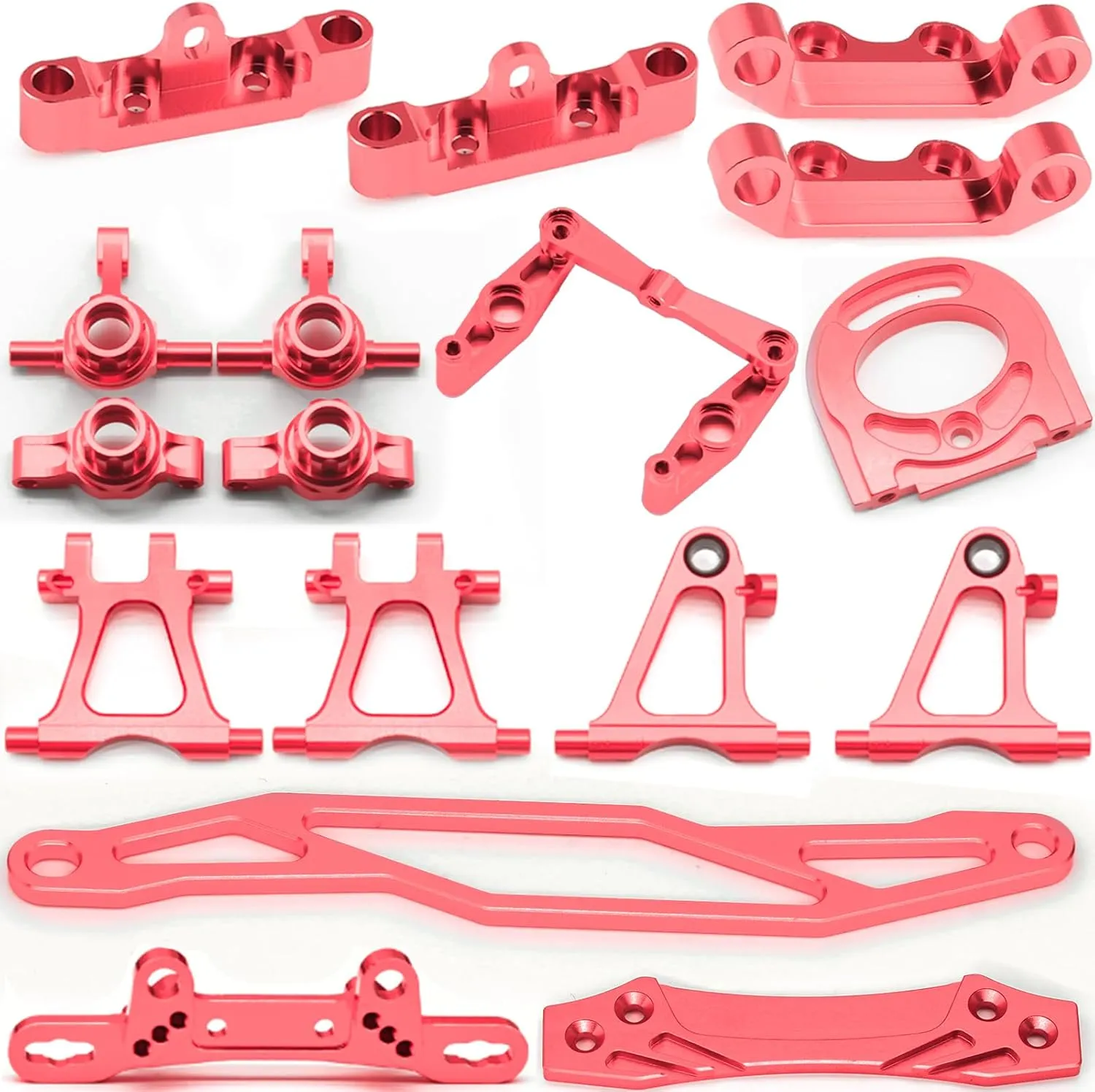 Motor Mount Steering Knuckles Kit Suspension Arm Shock Tower Battery Plate Bumper Bracket Steering Assemby Set for Tamiya TT02 Aluminium Upgrade Part 1/10 On Road Touring Rally Racing Car