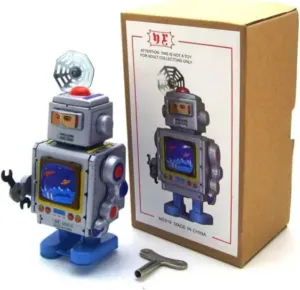 MS518 Tin Toy Space Robot Figury Nostalgic Spring & Wind-Up Walking Astronaut Robots Toy for Collectors