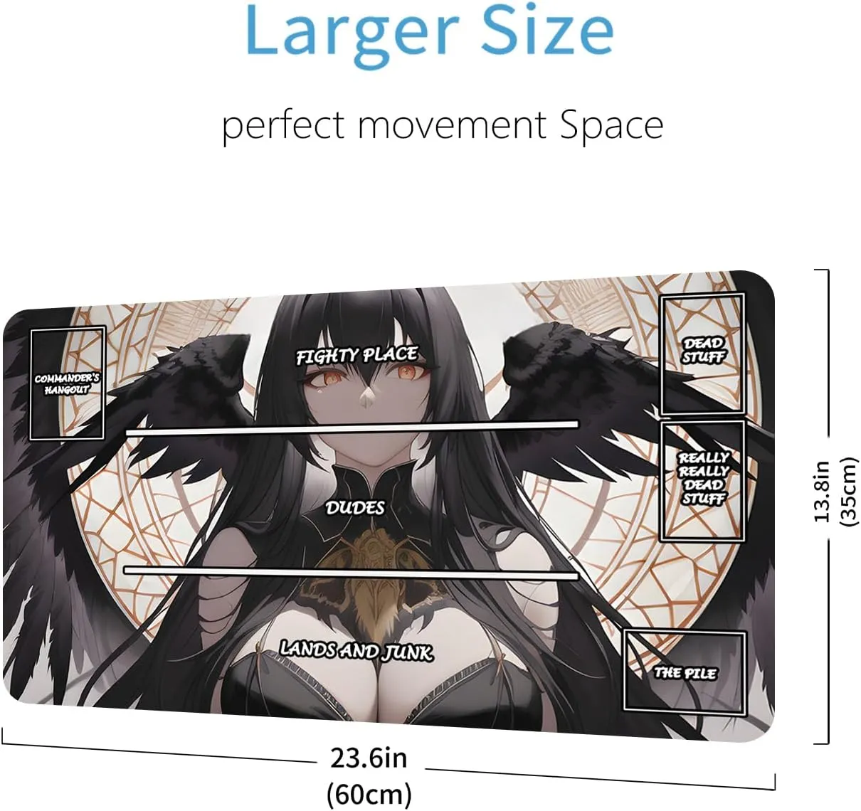 MTG Playmat with Zones, TCG Game Mat for Trading Card Game 24" x14" Play Mat Evil Anime Girls Series Extended Non-Slip Natural Rubber Bottom Washable Keyboard Pad