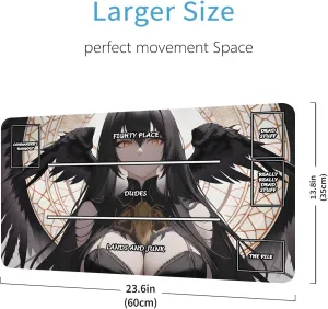 MTG Playmat with Zones, TCG Game Mat for Trading Card Game 24" x14" Play Mat Evil Anime Girls Series Extended Non-Slip Natural Rubber Bottom Washable Keyboard Pad