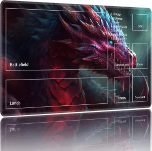 MTG Playmats for Magic The Gathering-Play Mat,Game Play Mat for MTG TCG 24" x 14" Board Game Card Game Trading Card Game Play Mat with Zones&Storage Bag,Mousepad Desk Mats,Cute Dragon