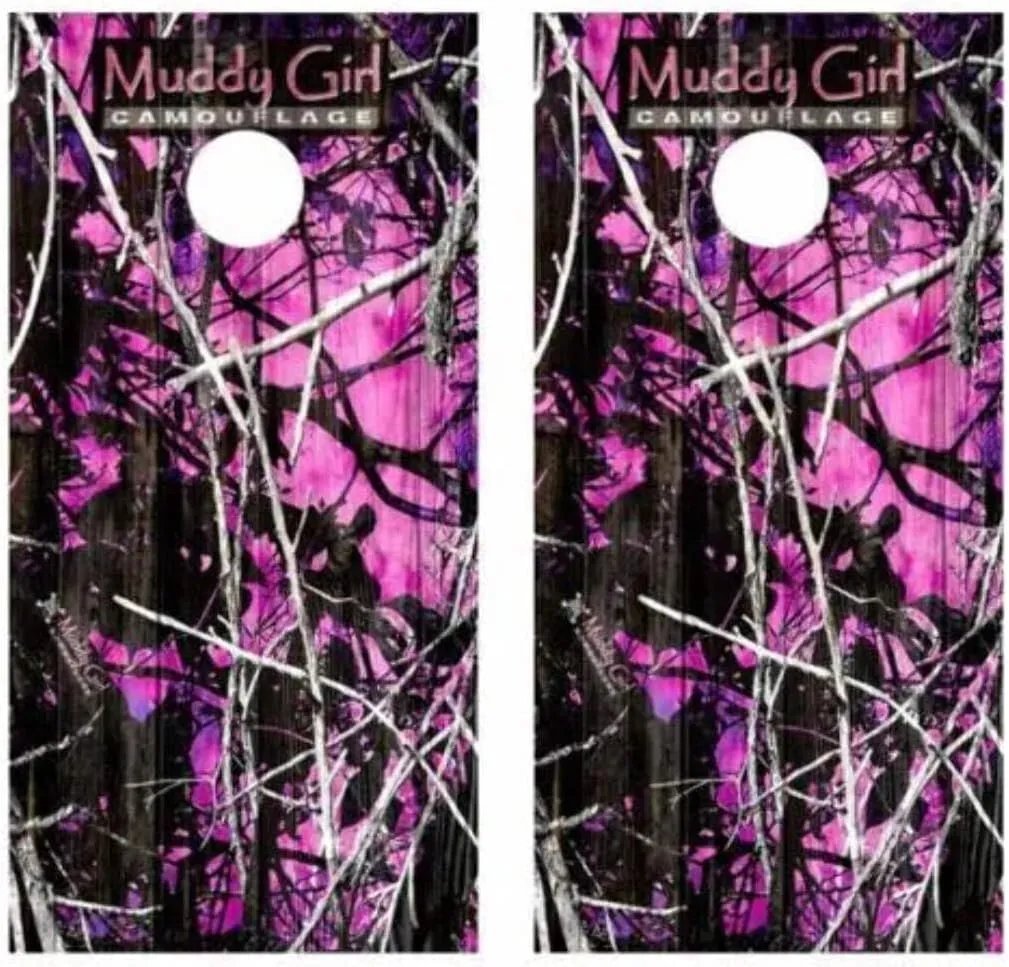Muddy Girl Camo Barnwood Laminated Cornhole Wood Board Skin Wrap (Wrap Only)