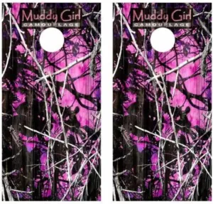 Muddy Girl Camo Barnwood Laminated Cornhole Wood Board Skin Wrap (Wrap Only)