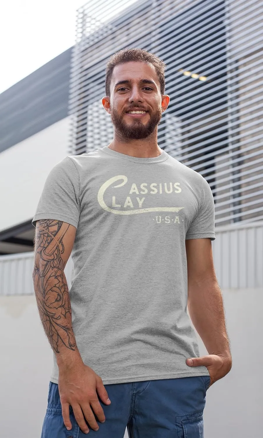 Muhammad Ali Cassius Clay Logo Gray Heather Adult T-Shirt Tee