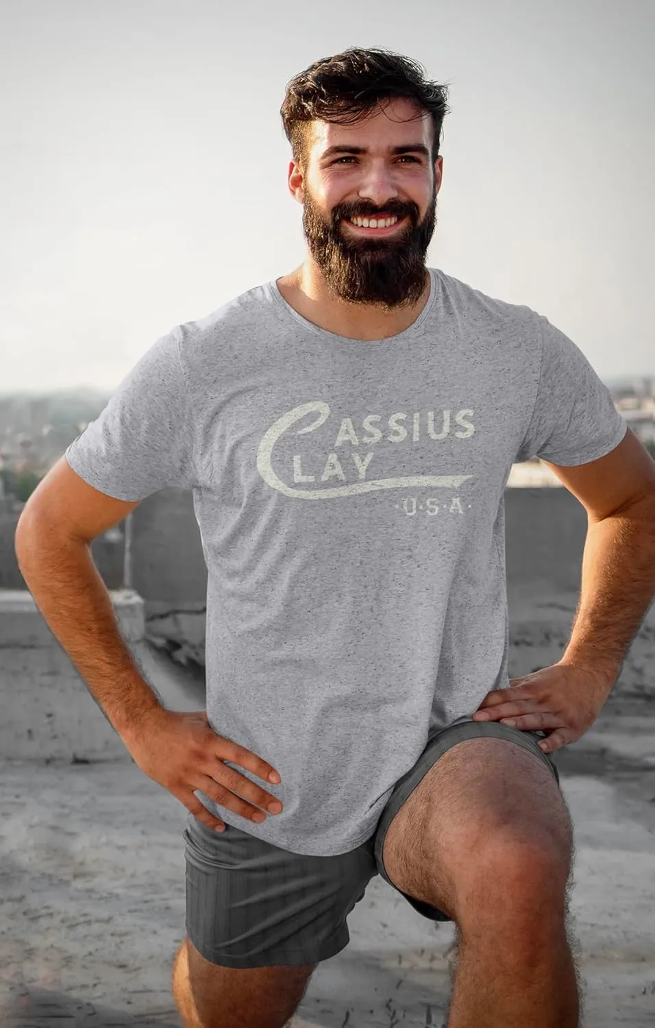 Muhammad Ali Cassius Clay Logo Gray Heather Adult T-Shirt Tee