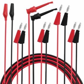 Multimeter Leads - Alligator to Banana Plugs & Mini Hooks Set (3 Pair)