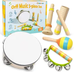 Musical Instruments for Toddlers, Commodum Wooden Percussion Instruments Set, Neutral Colors Modern Boho Music Toys for 3 Year Old Kids Boys Girls, Preschool Birthday Montessori Toys Gifts