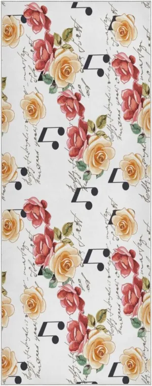 Musical Notes with Rose Yoga Towel,Hot Yoga Mat Towel with Grip Dots Sweat Absorbent Non-Slip for Hot Yoga, 24" x72",Soft Yoga Blankets with Travel Bag,Pilates and Workout