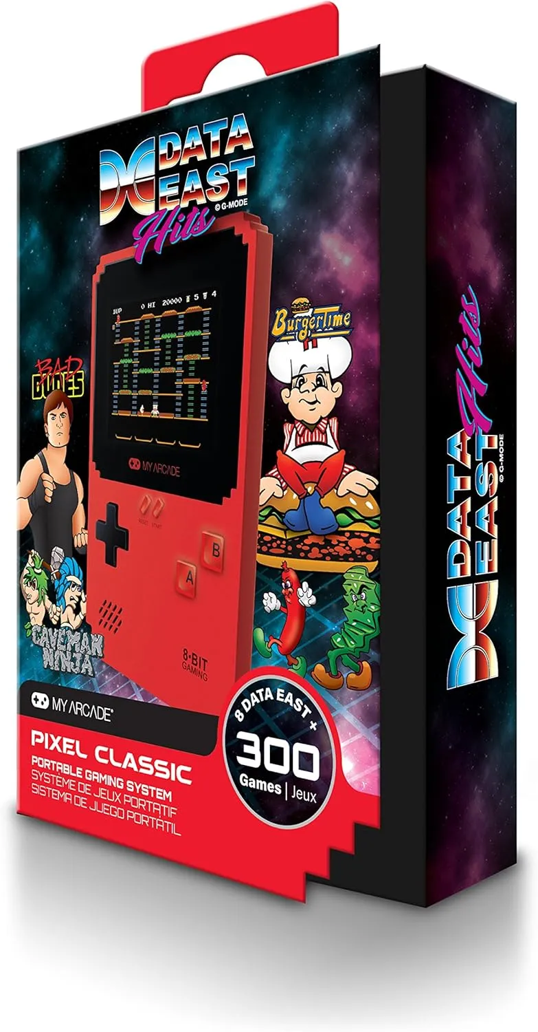 My Arcade Pixel Classic - Handheld Gaming System - 300 Retro Style Games Plus 8 Data East Classics - Lightweight Compact Size - Battery or Micro USB Powered - Full Color Display - Headphone Jack