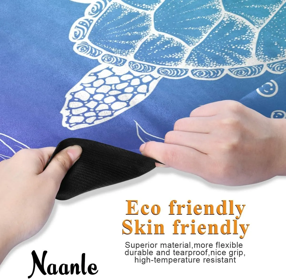 Naanle Sea Turtle Yoga Mat with Carrying Bag Set, Turtle Exercise Mat Foldable Non Slip Travel Lightweight Workout Rug for Home Gym Yoga Pilates Stretching Floor Fitness 71x26 in