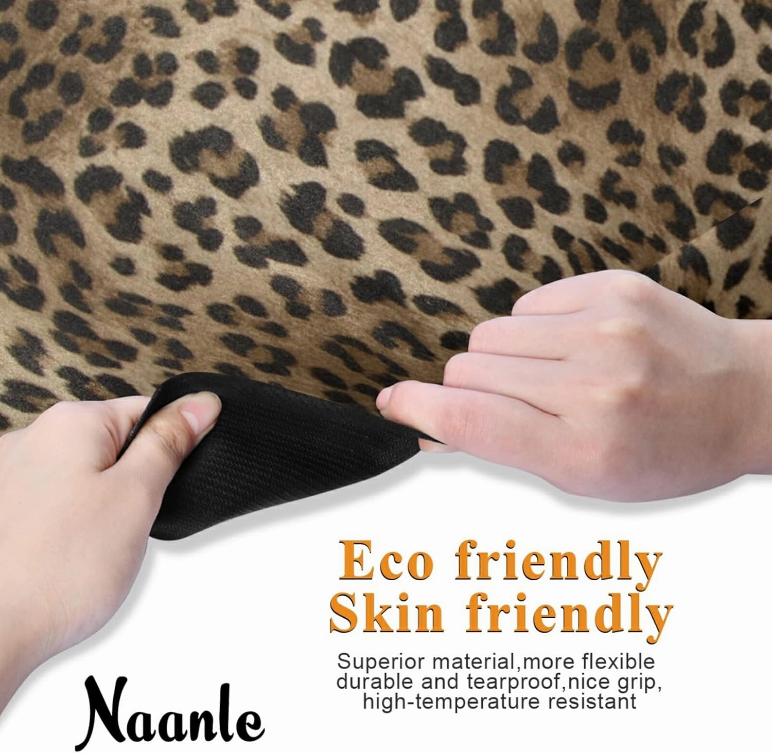 Naanle Leopard Yoga Mat with Carrying Bag Set, Leopard Print Exercise Mat Foldable Non Slip Travel Lightweight Workout Rug for Home Gym Yoga Pilates Stretching Floor Fitness 71x26 in