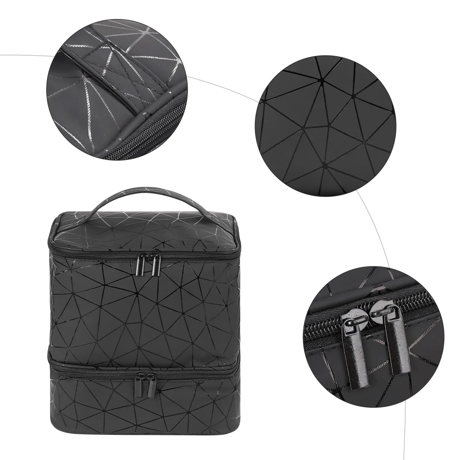 Nail Polish Storage Organizer Double Layer Gel Nail Polish Bag for Nail Dryer UV Light Carrying Case Holds 30 Bottles Travel Portable Compartment Bag for Manicure Supplies, Black (BAG ONLY)