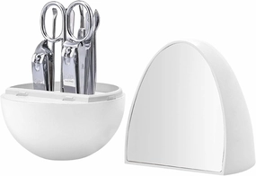 Nail Clippers Kit Portable Nail Clippers Mini Manicure Set 8 in 1 Stainless Steel Pedicure Kit Professional Nail Clippers Nail Care Tools Pedicure Tools for Feet (Color : White)