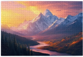 Natural Scenery Puzzles For Adults 1000 Pieces, Forests Under Snow-Capped Mountains,Classic Landscape Photography,Exercise Hands-On Skills And Thinking,Complete With Family And Friends