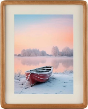 Natural Solid Wood 11x14 Picture Frame with 8.5x11 Mat,Real Cherry Wood Photo Frames 11 by 14 for Tabletop Gallery Wall Hanging