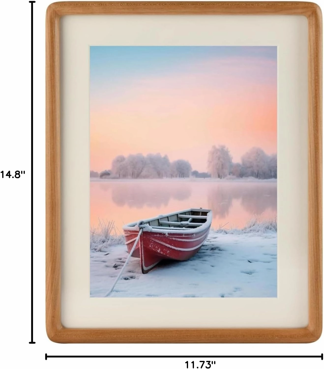 Natural Solid Wood 11x14 Picture Frame with 8.5x11 Mat,Real Cherry Wood Photo Frames 11 by 14 for Tabletop Gallery Wall Hanging