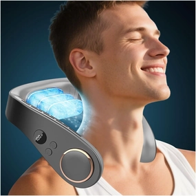 Neck Fan with Cooling Plate,5500mAh Neck Fans that Blow Cold Air Rechargeable Battery Operated,Bladless Personal Air Conditioner Wearable,Portable Wraps Body AC Cooler for Women Men Kids Black