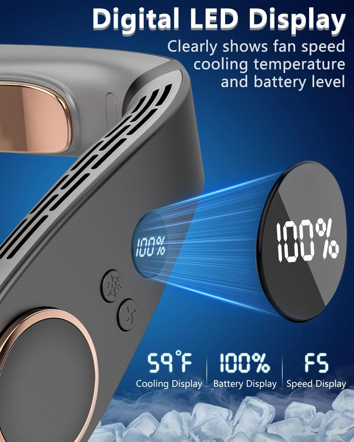 Neck Fan with Cooling Plate,5500mAh Neck Fans that Blow Cold Air Rechargeable Battery Operated,Bladless Personal Air Conditioner Wearable,Portable Wraps Body AC Cooler for Women Men Kids Black