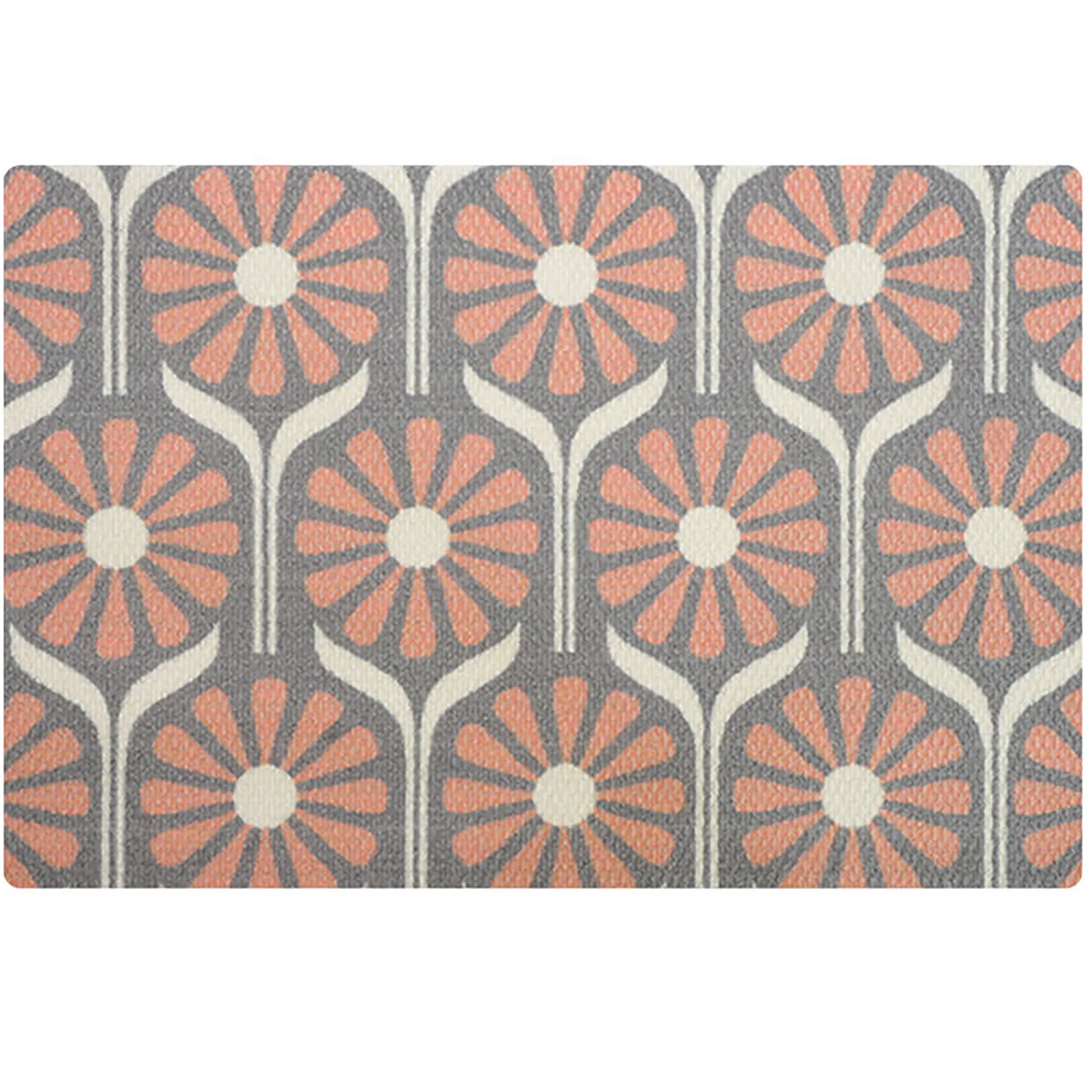 Neighburly Retro Daisies Doormat ,Pink/Grey Double Door