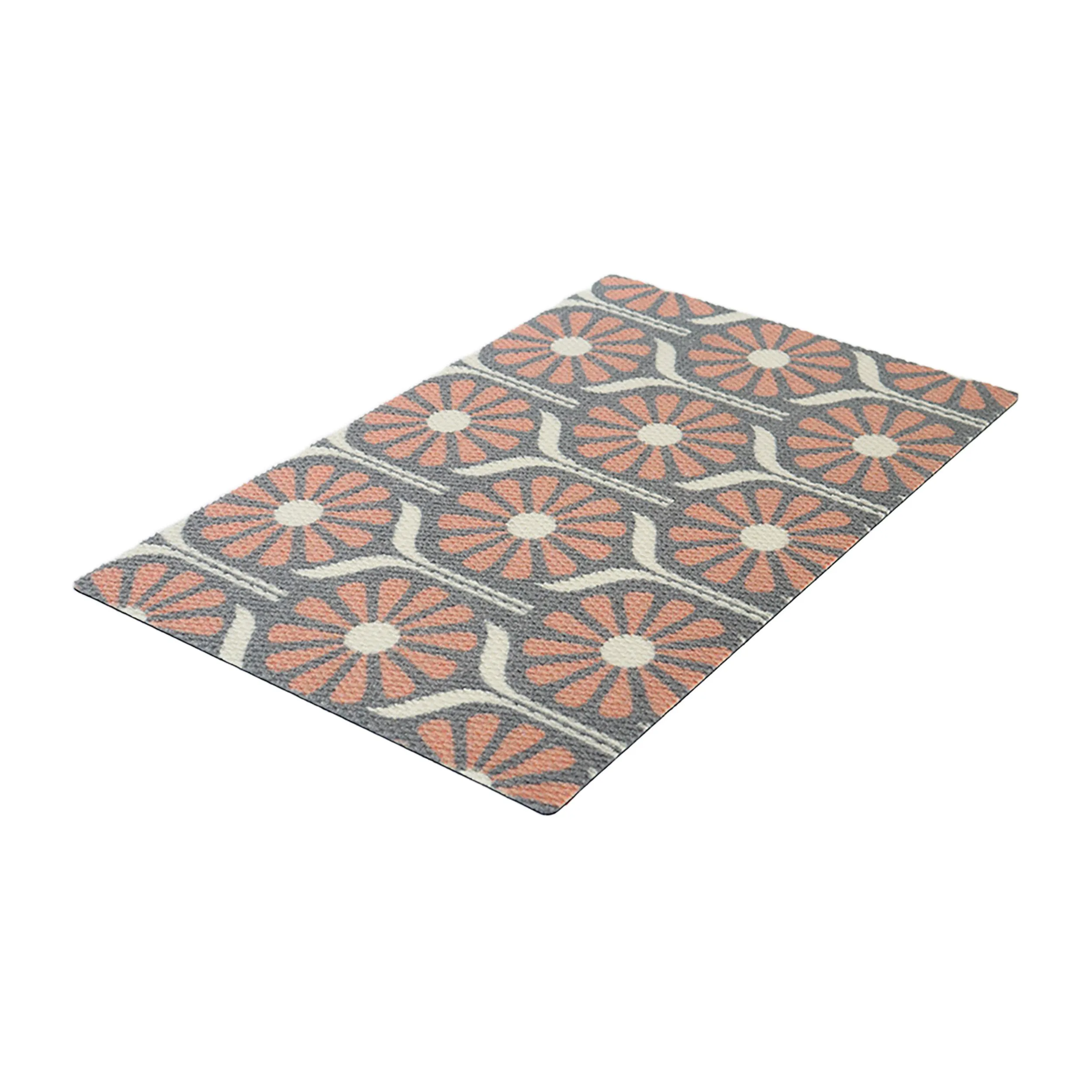 Neighburly Retro Daisies Doormat ,Pink/Grey Double Door