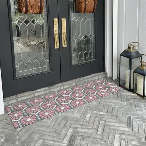 Neighburly Retro Daisies Doormat ,Pink/Grey Double Door