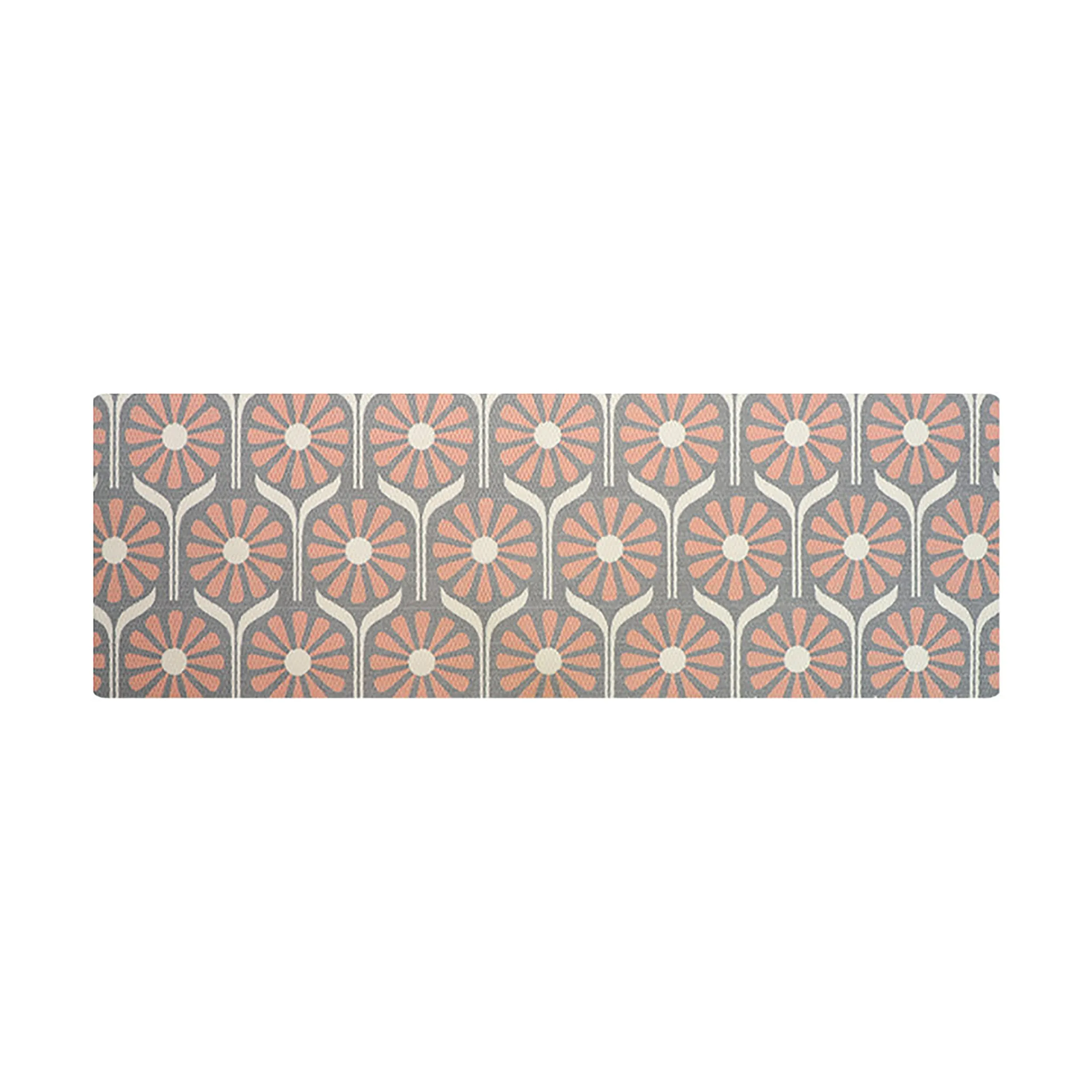 Neighburly Retro Daisies Doormat ,Pink/Grey Double Door