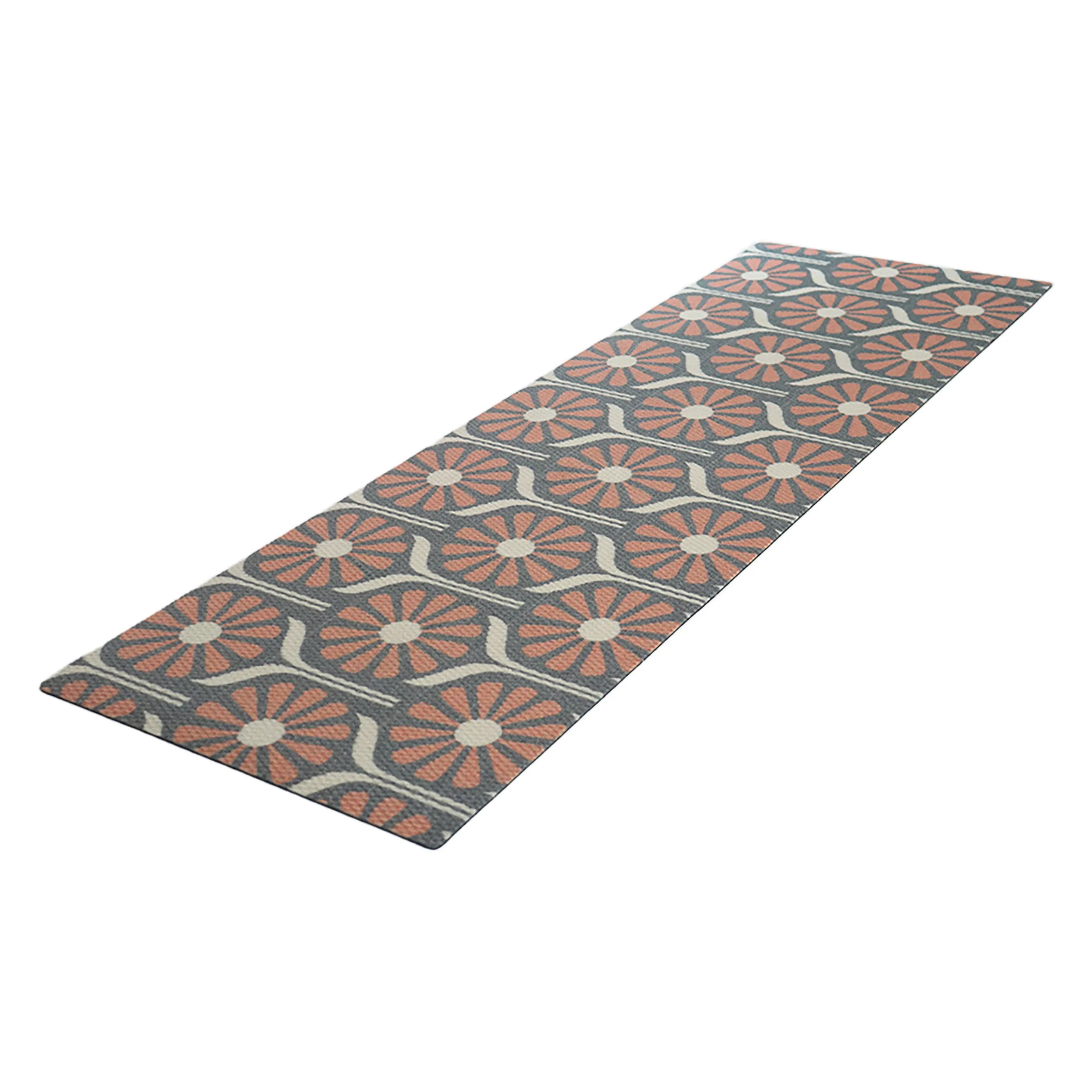 Neighburly Retro Daisies Doormat ,Pink/Grey Double Door