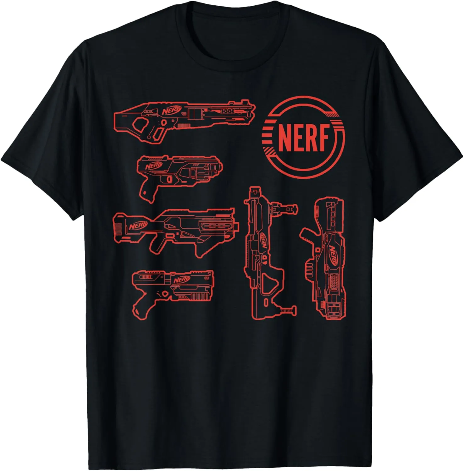 Nerf Blasters Retro Schematic Textbook Outlines T-Shirt