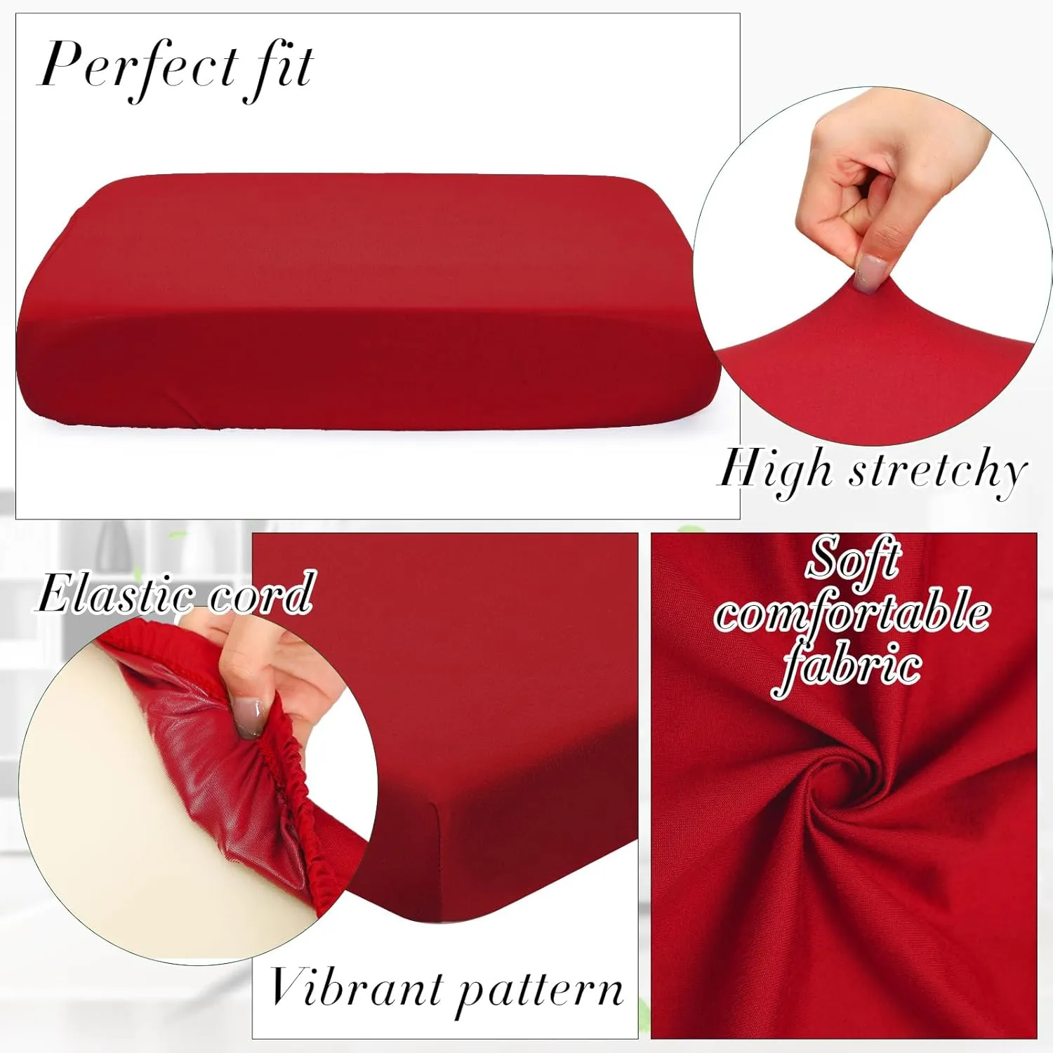 Newwiee Set of 4 Stretch Outdoor Patio Cushion Covers Sofa Couch Seat Chair Slipcovers Waterproof Cushion Cover Replacement Furniture Protector for Pets Washable(Seat Cover,Burgundy)